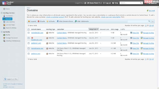 Domains Panel Overview. Domains Panel Overview.