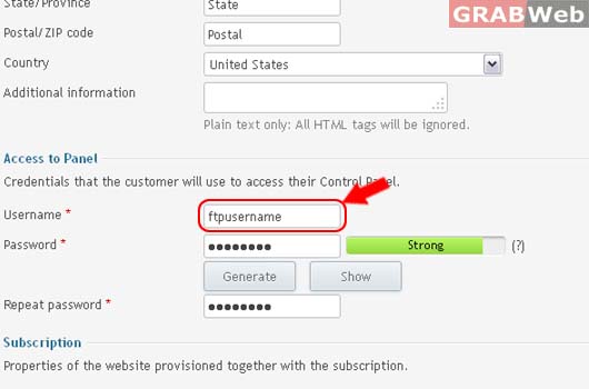 Access Panel ( Customer ) Panel - GRABWeb