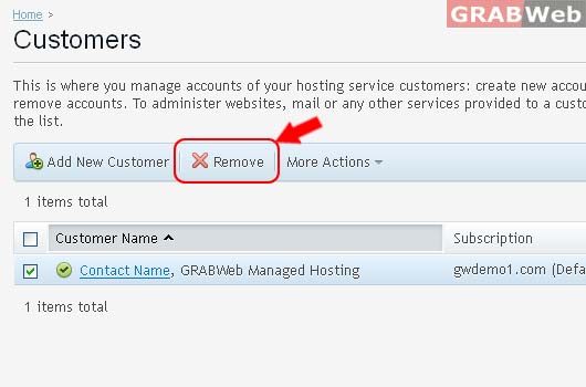 Remove Selected Customer
