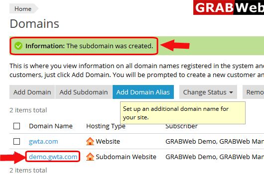 add subdomain