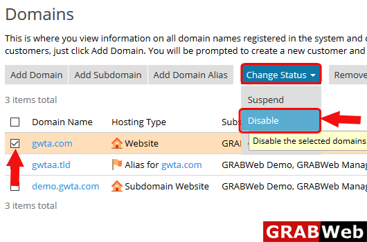 disable domain