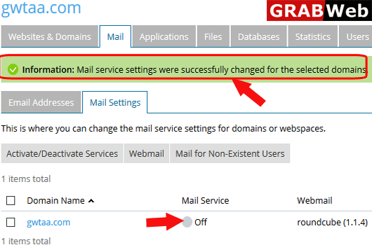 deactivate mail