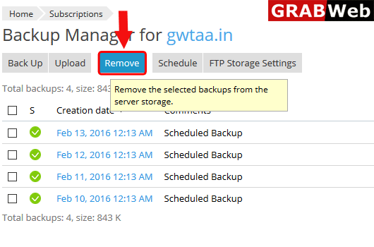 remove backup
