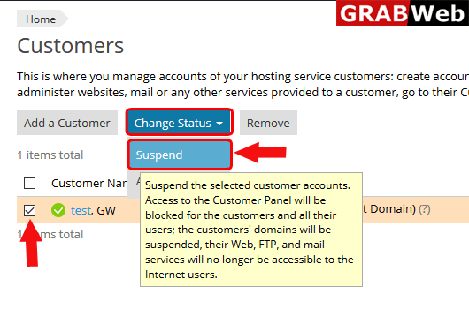 suspend customer