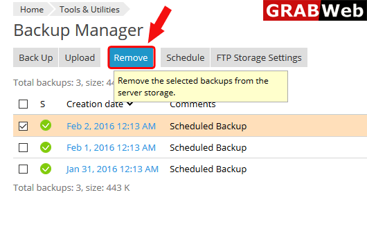 remove backup